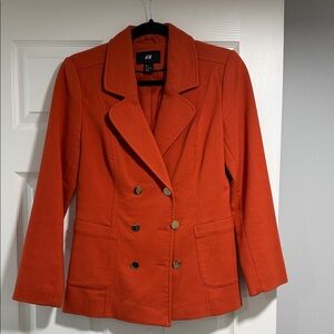 H&M Women's Double-Breasted Orange Pea Coat